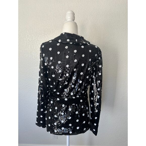 House of Harlow 1960 x Revolve Otto Blazer in Black White Polka Dots Sequins S - Picture 8 of 12